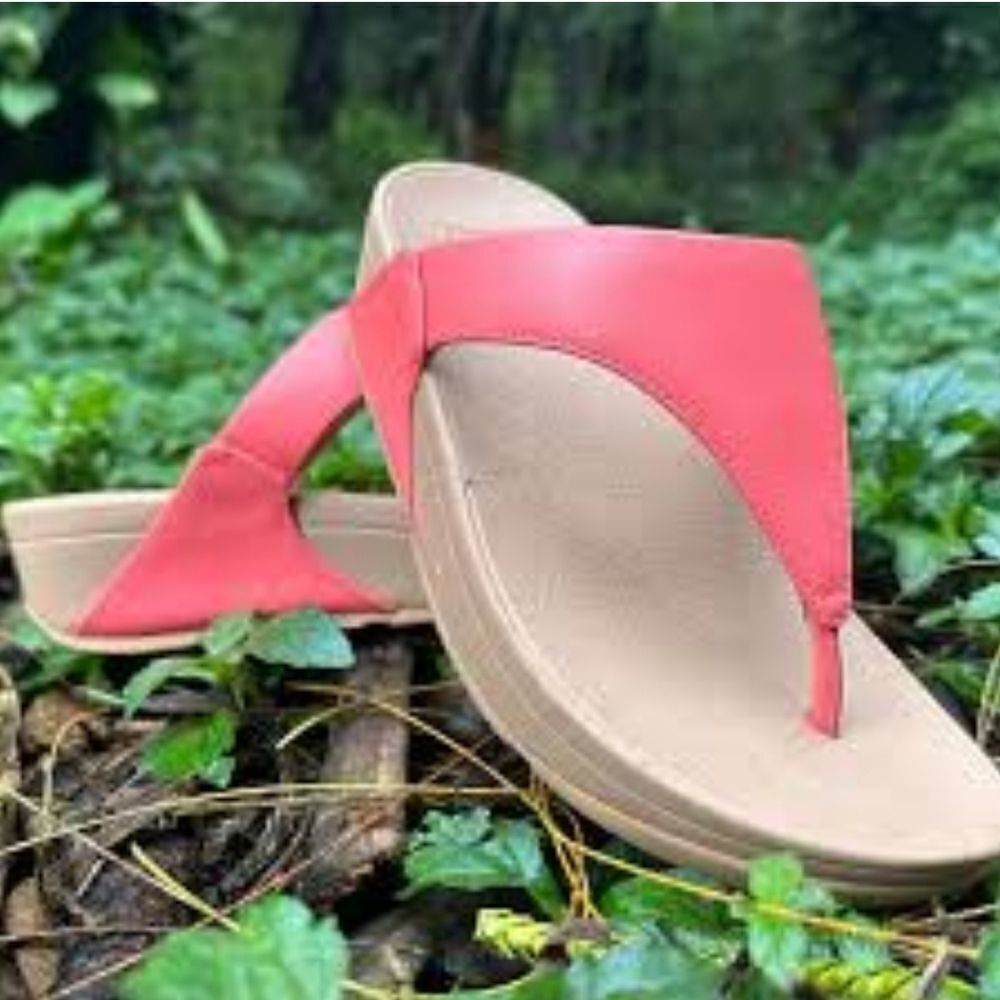 FitFlop Lulu Rosy Coral Flip Flop Thong Slide Wedge Beach Vacation Summer Sandal